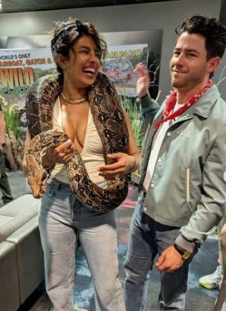 Priyanka Chopra Poses with Pythons