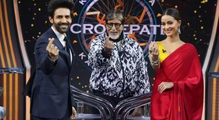 Ananya Panday and Kartik Aaryan Joins Jumma Chumma Songs with Amitabh Bachchan in KBC 17